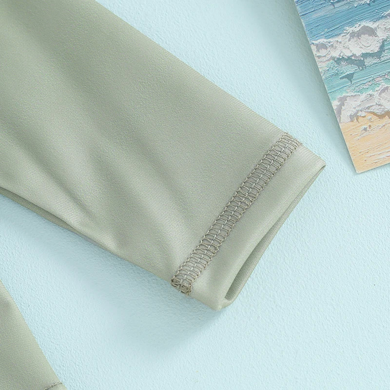 1-5years Kids Boys And Girls 2 Piece Swimwear Set Front Zipper Long Sleeve Swimsuit Swim Shorts Infant Kids Bathing Suits 250311