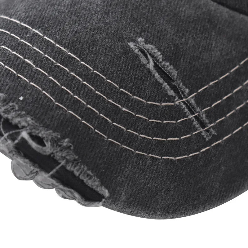 Vintage Washable Cowboy Baseball Cap Embroidery Hat for Men Women Worn Out Hip Hop Caps Adjustable Solid Cotton Sun 250311