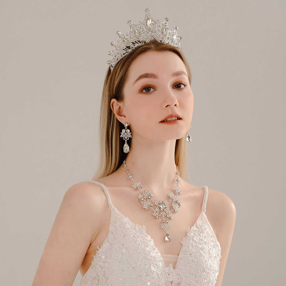 Jewelry Set Necklace Earrings Crown Wedding 3-Piece Set Wedding Dress Banquet Bridal Accessories W250312