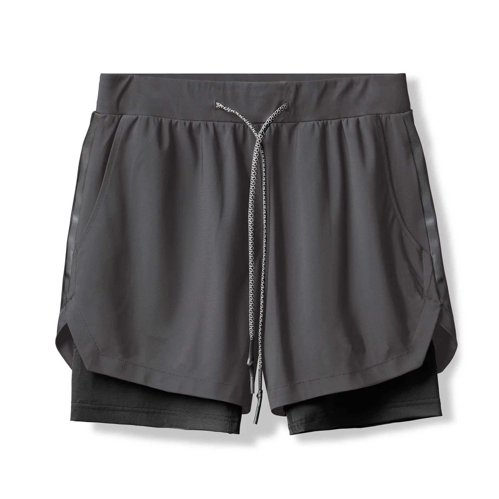 Summer fashion basketball shorts mens shorts new double-layer fitness exercise fast drying jogging five quarter pants anti awkward trend T250311