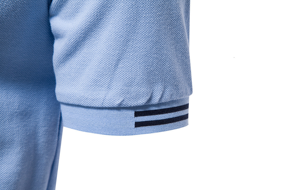 2025 summer new collar European striped decorative cotton polo t shirt casual men's solid color short sleeved top tracksuit