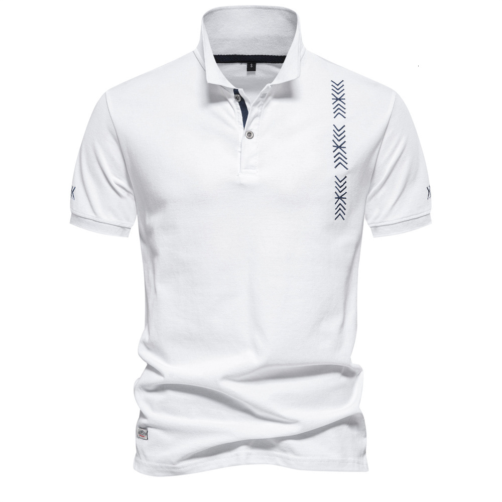 2025 Spring/Summer New Men's T-Shirt Casual Embroidery Breathable Trendy Solid Color POLO Short Sleeve