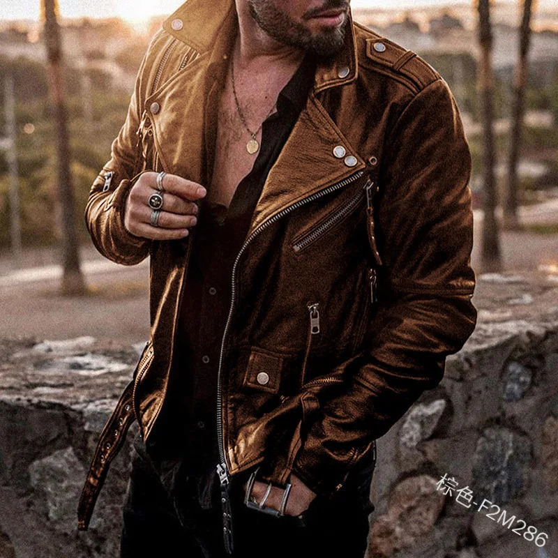 Mens Pu Leather Jacket Spring and Autumn Fashion Black Collar Motorcycle Chaquetas Hombre Casual Ultra Thin Punk 250312