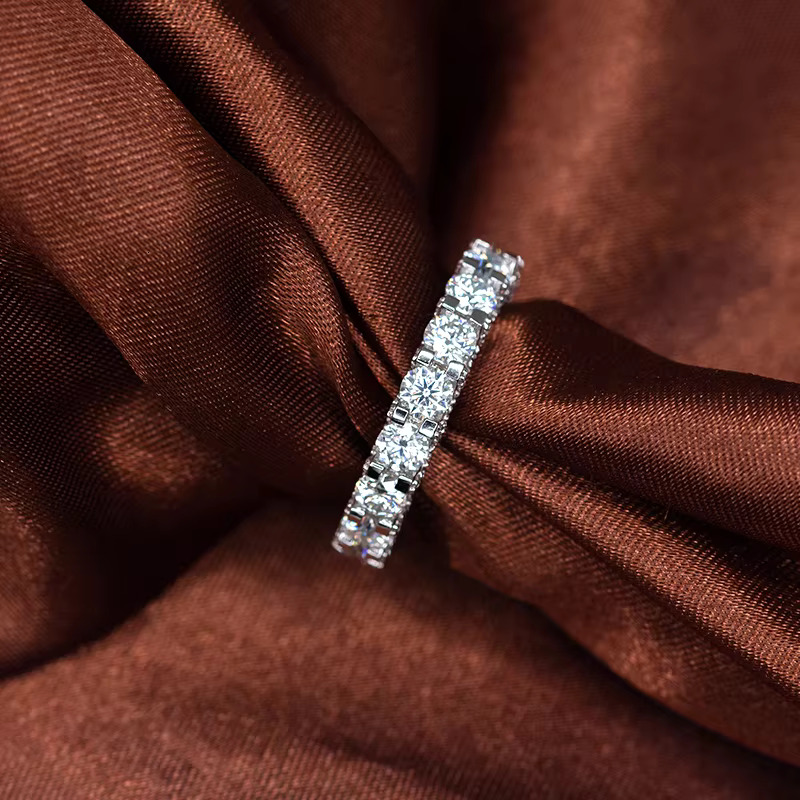 2023 New Design Moissanite Wedding Rings Fully Icy Silver 925 Moissanite Eternity Ring