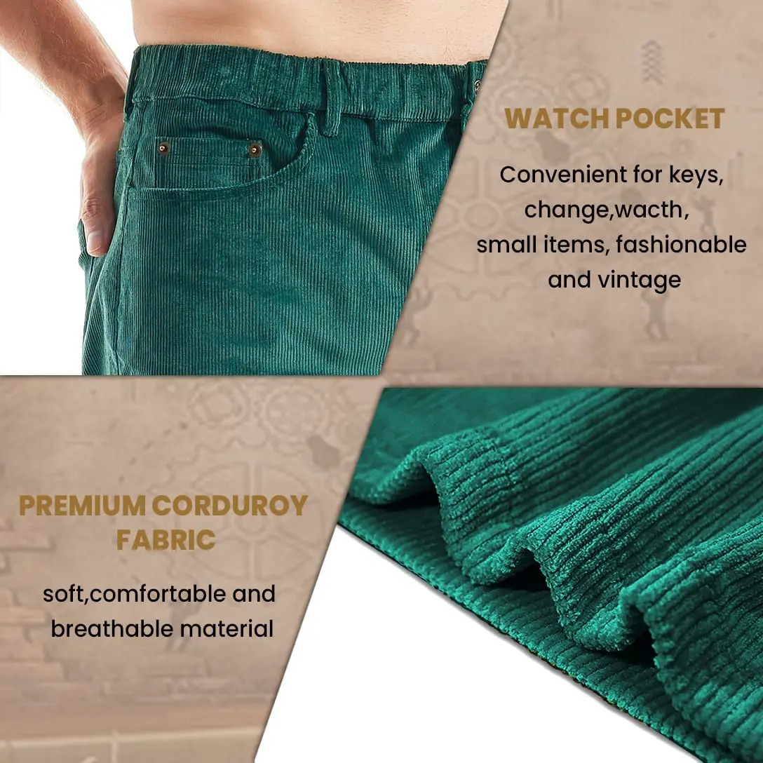 AIMPACT Mens Corduroy Jean Shorts 5 Comfort Stretch Casual Cotton for Men 250312