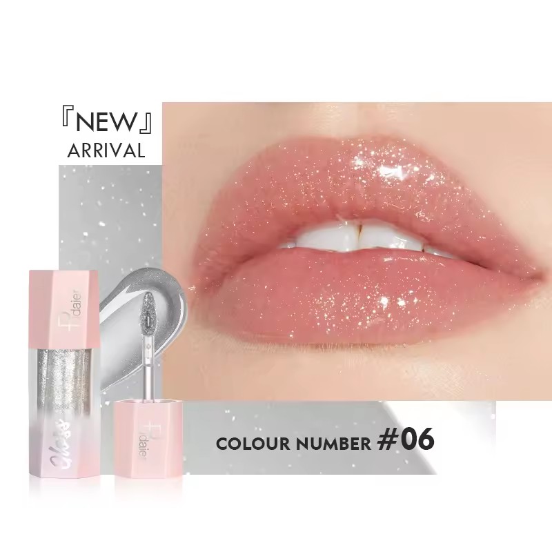 Crystal Clear Drill Light Mirror Glaze Lip Gloss, Long-lasting Non-stick High Pigmented Semi-matte,Moisturizing Girl Lip Gloss