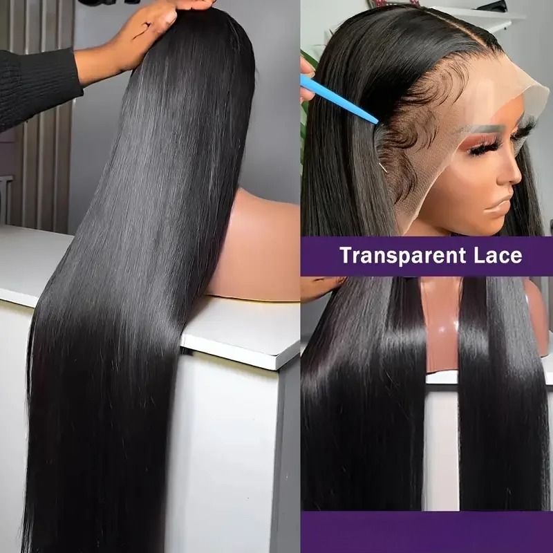 200% Hd Transparent Bone Straight 13x6 Frontal Wigs Brazilian Remy Preplucked 13x4 Lace Front Simulation Human Hair Wig For Women