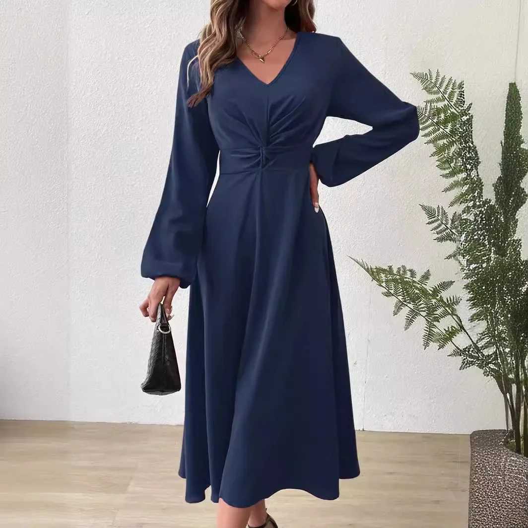 Maternity Dresses Dress Pregnant Women Autumn V-neck Solid Color Elegance Dress Antern Long-sleeve Hot Mammy Close-fitting SkirtT250311