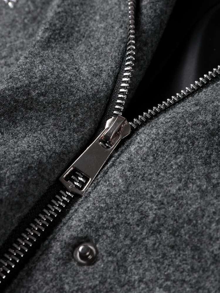 Beading Urious Chic Coat Women Loose Single Breasted Stand Collar Pocket Woolen Outwear 2024 Winter Snowflake Sequins Jackets