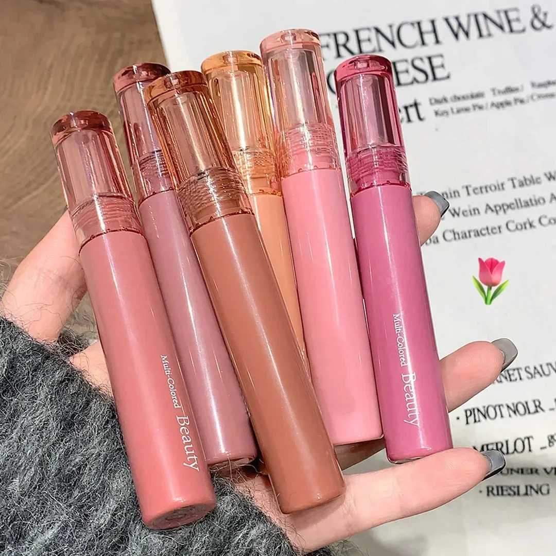 6-color waterproof mirror jelly lipstick gloss lasting moisturizing gloss red color lip makeup W250312