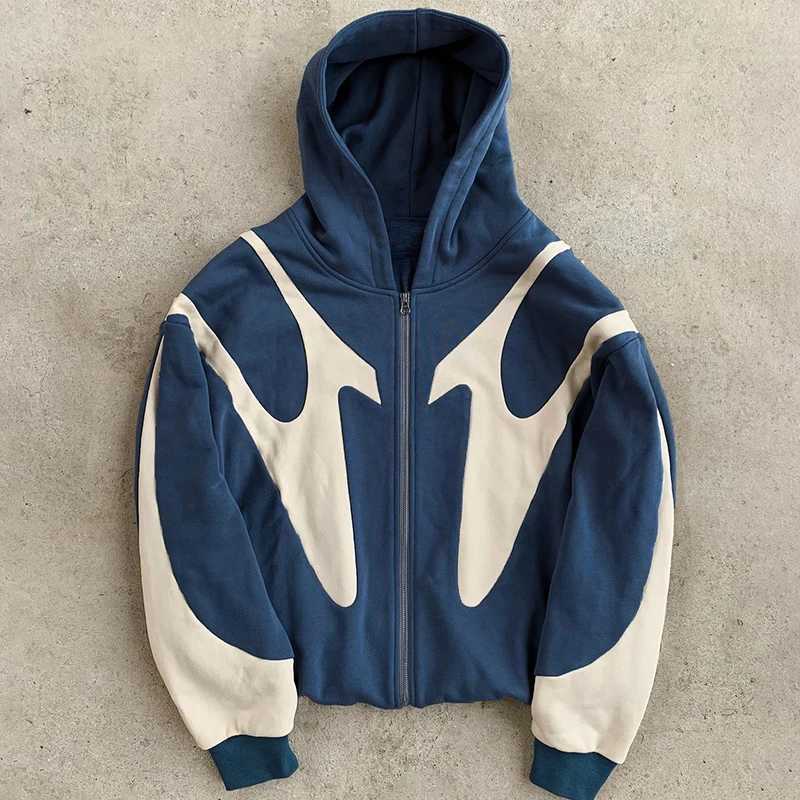 currents pinstripe loose hooded sweatshirt high street fashion brand suit american couple casual suit y2k sweatshirt hoodie M250312