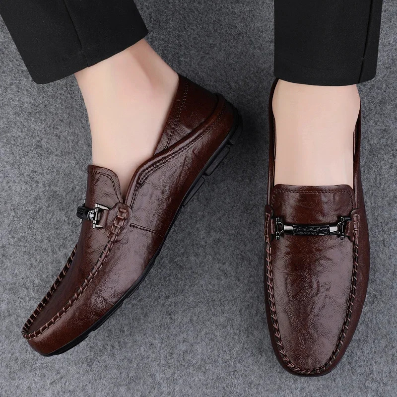 Men Breathable Casual Summer Shoes Hollow Out Mens Driving Shoes High Quality Male Business Shoes Genuine Leather Loafers 250311