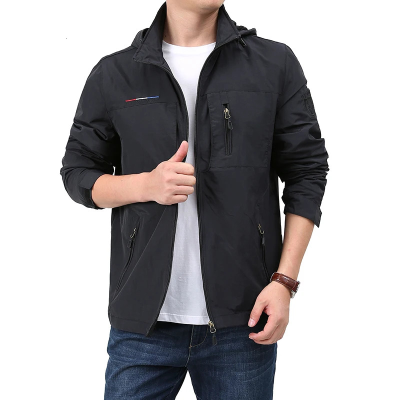 autumn mens windproof jacket waterproof military hooded casual 250312