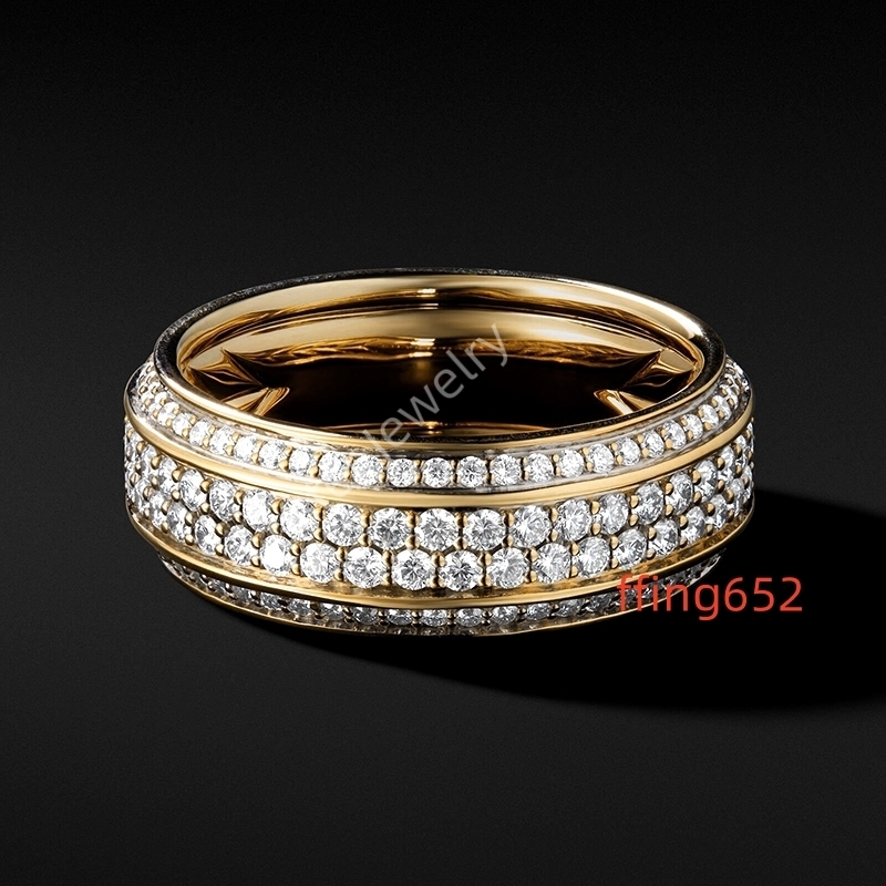 Luster Jewellery 10/14/18k Wedding Band Gold Mens Moissanite Ring