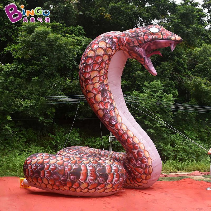 6m height (20ft) with blower Simulated inflatable cobra gas model, wild animal cobra stage layout, interactive decoration, inflatable model