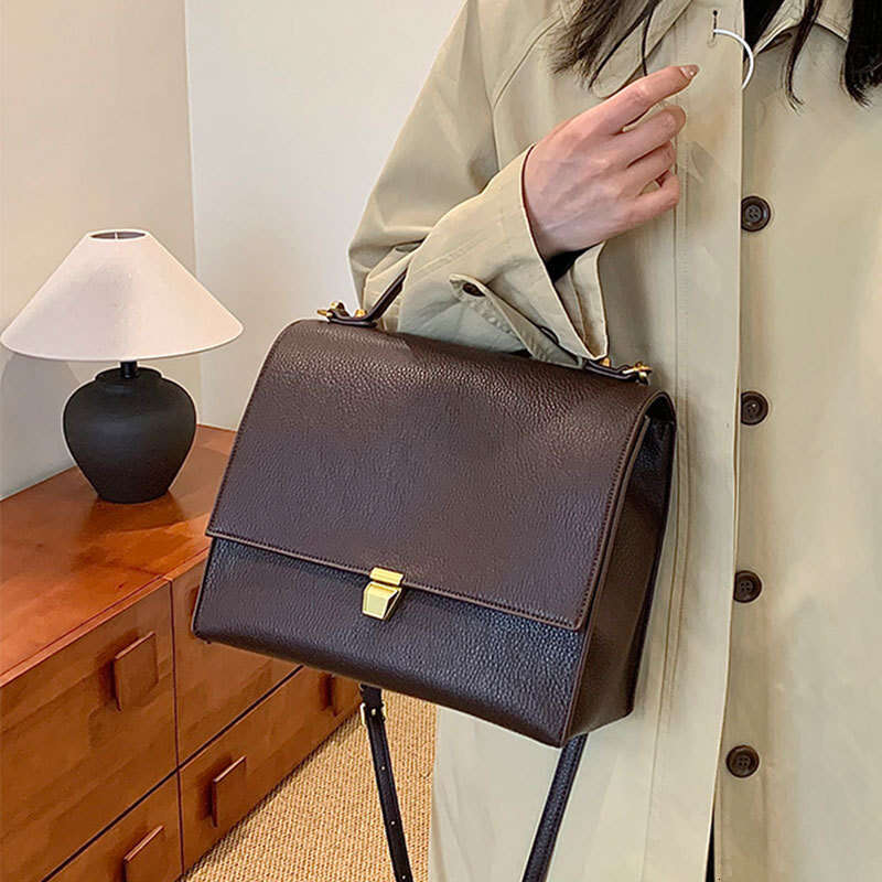 Women's Bags handbag Shoulder autumn and winter fashion minimalist women's large capacity lychee patterned leather crossbody bag, high-end s