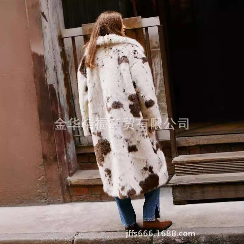 2023 New Cow, Thickened Flannel Collar, Medium And Long Style For Women's Fox Fur Coat