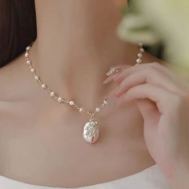 Gold Plated Baroque Pendant Necklace with Freshwater Pearl Nugget Drop