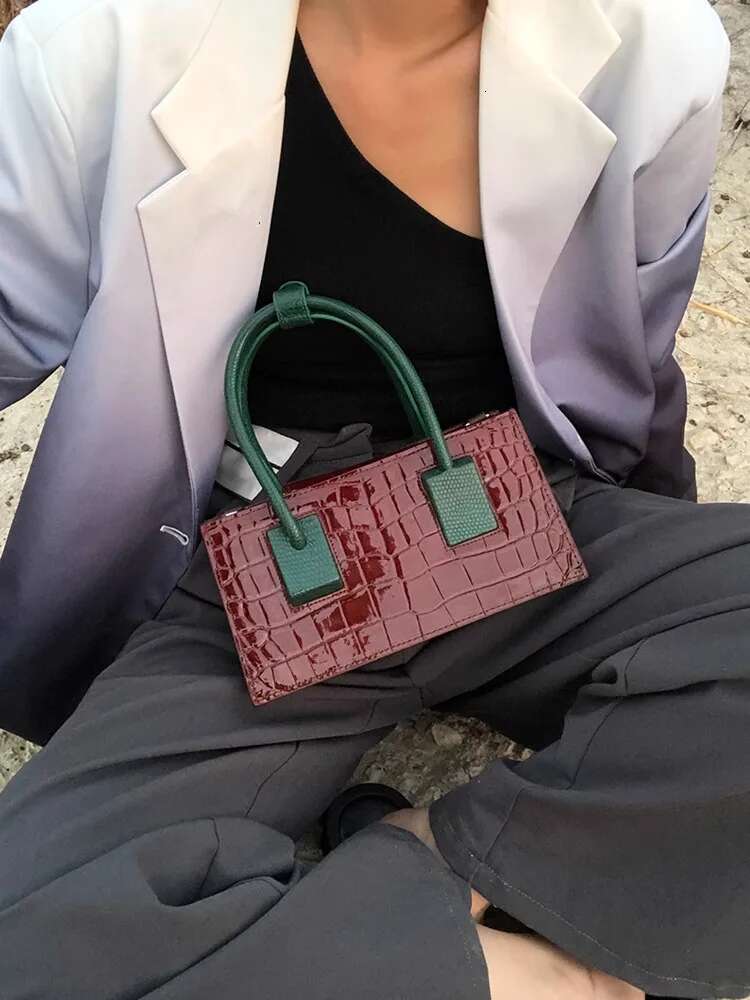 Fashionable crocodile print original design contrast leather ladies bag tote shoulder crossbody bag