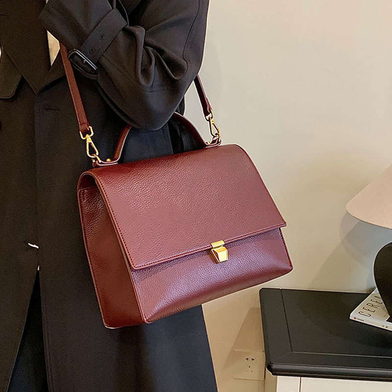 Women's Bags handbag Shoulder autumn and winter fashion minimalist women's large capacity lychee patterned leather crossbody bag, high-end s