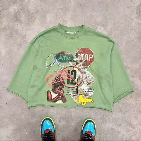 Harajuku Street Hip Hop Rock Summer New Printed T-shirt Unisex Style Short Sleeve Loose Top
