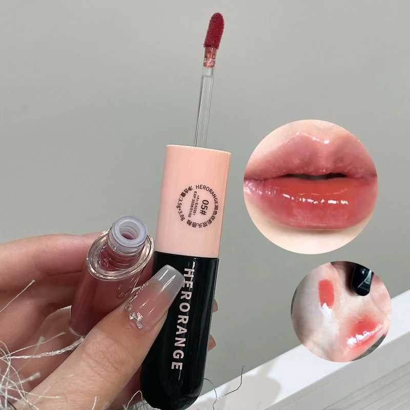 Double sided waterproof nude red lip gloss matte mirror liquid lipstick durable cherry red lip glacier sexy coloring lipstick makeup W250312