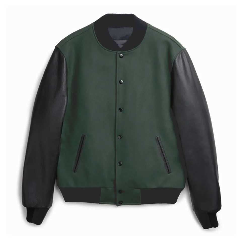 Hot selling new mens casual single-breasted jacket spring and autumn new mens PU leather sleeve spliced jacketT250311