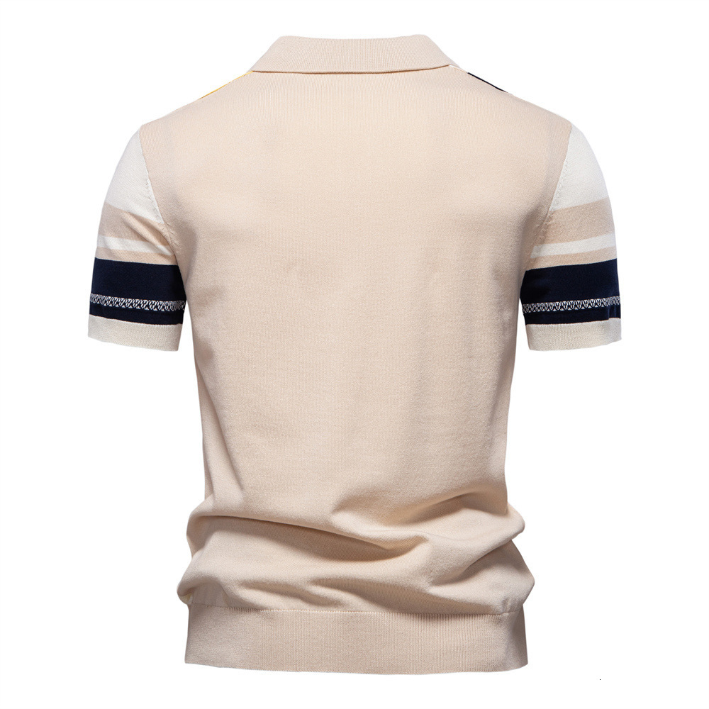 2025 Summer New Product Men's Striped Jacquard Short Sleeve Knitted Polo t shirt Men tracksuit