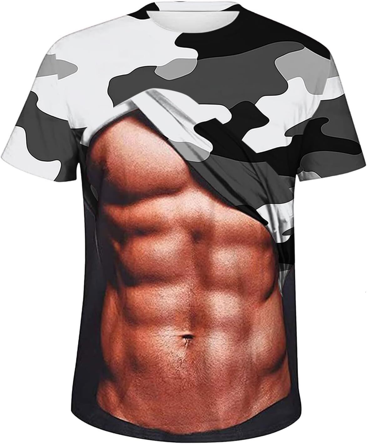 Mens T shirt Funny 3D Muscle Print T Shirts for Men Summer Fashion Fitness Tops Short Sleeve Camo Shirt Round Neck Casual Tees tee Casual tops summer 