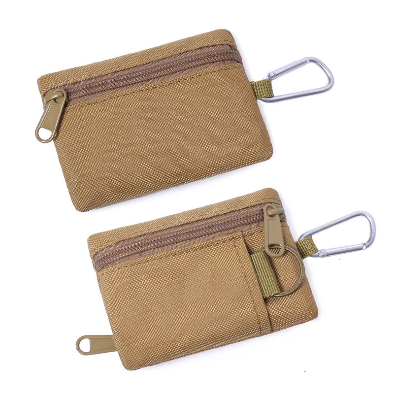 Outdoor Small Waist Pouch Key Wallet Mini Portable Key Card Case Travel Zipper Belt Bag Tactical Purse Coin Purse With Carabiner 250311