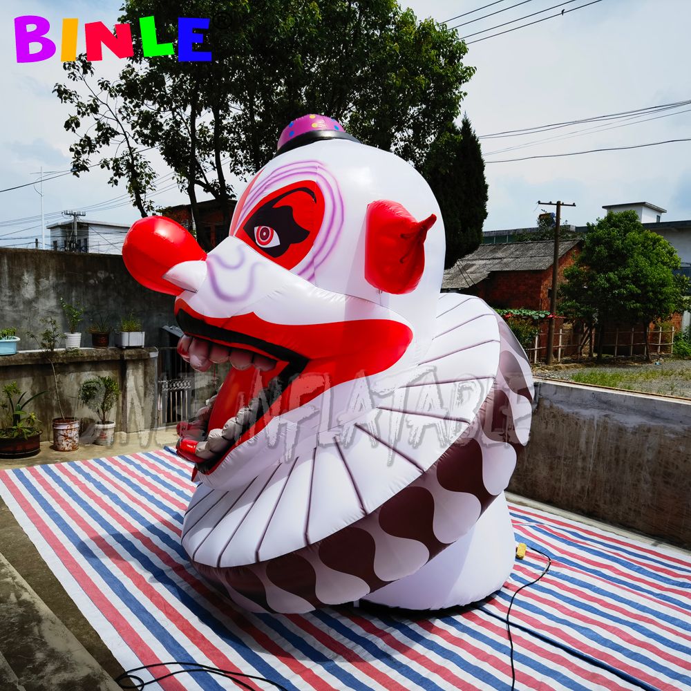 Customized Holiday Decorative Inflatable Evil Clown Head 8m height (26ft) with blower inflatables halloween ghost with LEDs Entrance Decoration