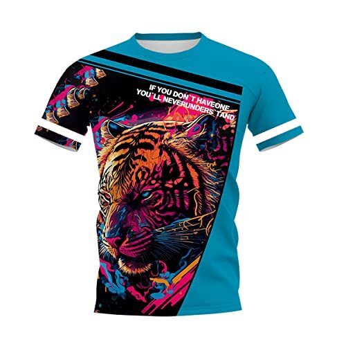 Mens T shirt Men's 3D Digital Print Dominant Tiger Head Pattern T-Shirt, Viking Summer Fashion Casual Short Sleeve tee Casual tops summer clothes