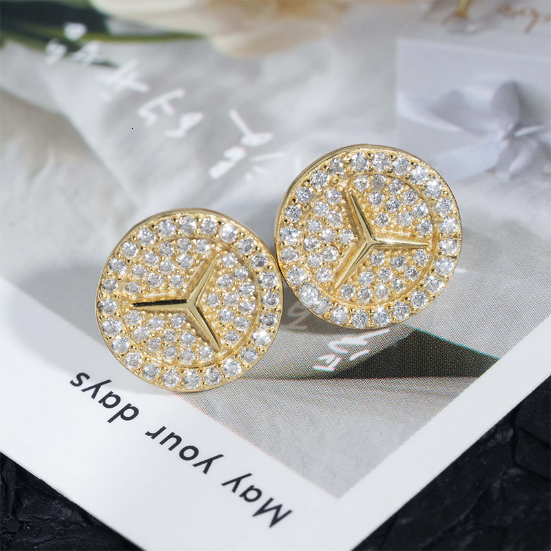 12mm Bitcoin S925 Silver Moissanite Triple Sta Earrings Iced Out For Men Women Hip Hop Jewelry Pass Diamonds Tester With GRA
