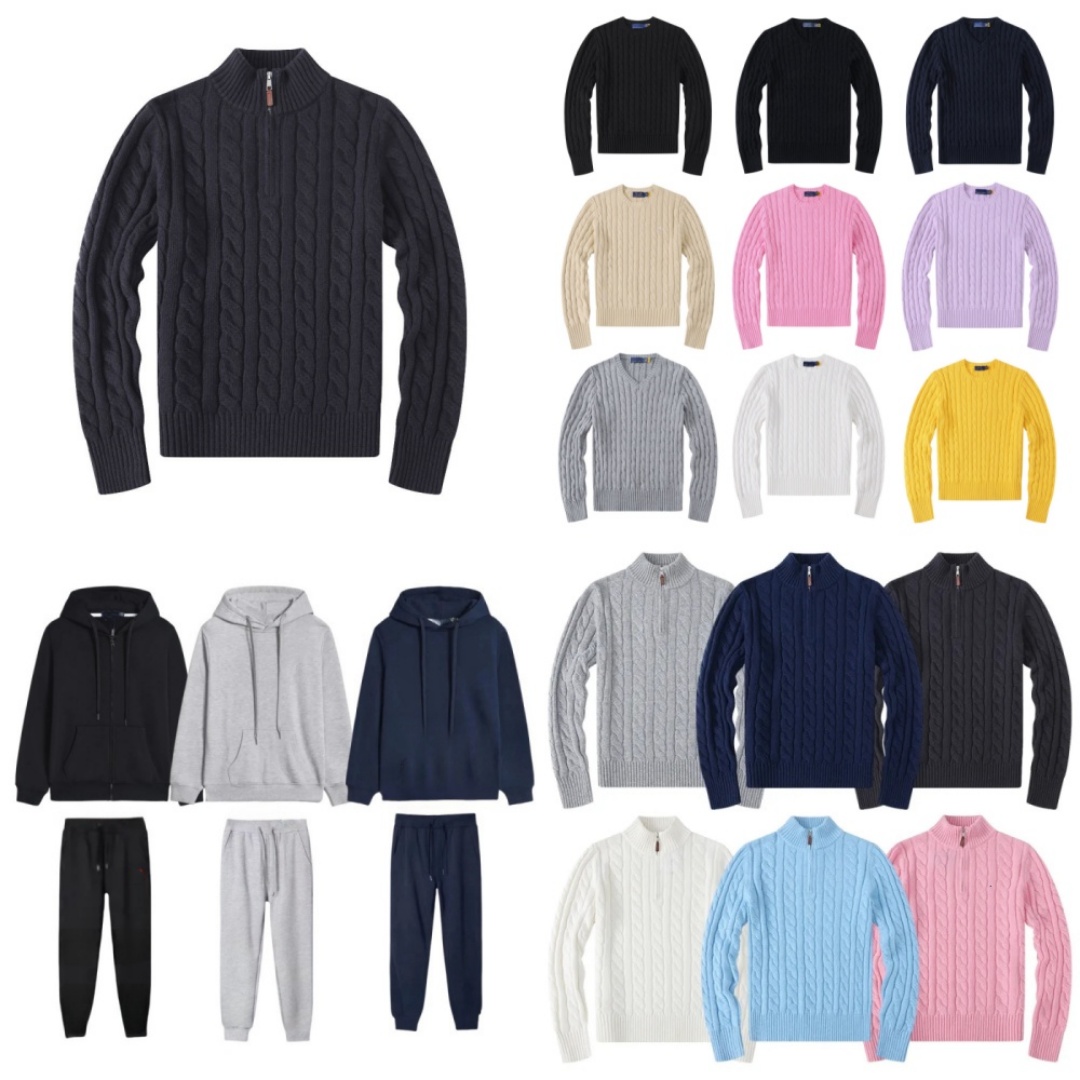 Mens Sweaters Designer Wool Casual Small Horser Pull Half Zip Chandail Cardigan Jacket Winter Long Sleeve Sweater Pullover Women Polo Hoodie Size S-5XL