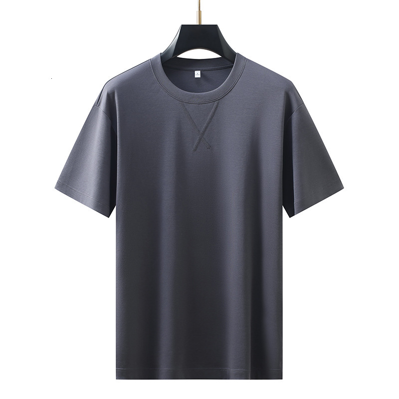 Round neck T-shirt for men, casual and versatile, loose fit clothing, liquid ammonia cotton, summer new style, minimalist men's clothing tracksui
