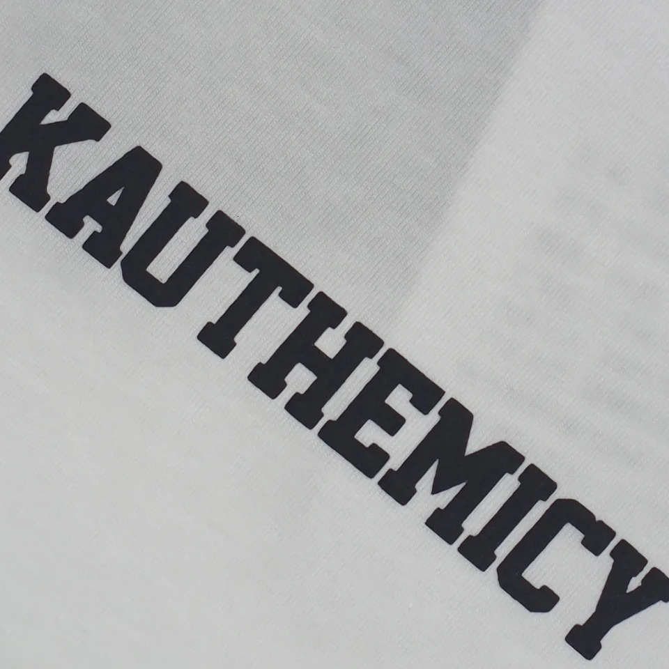 Mens fashion short sleeved Tshirt black and white contrast top KAUTHEMICY letter printing trend casual summer 250312