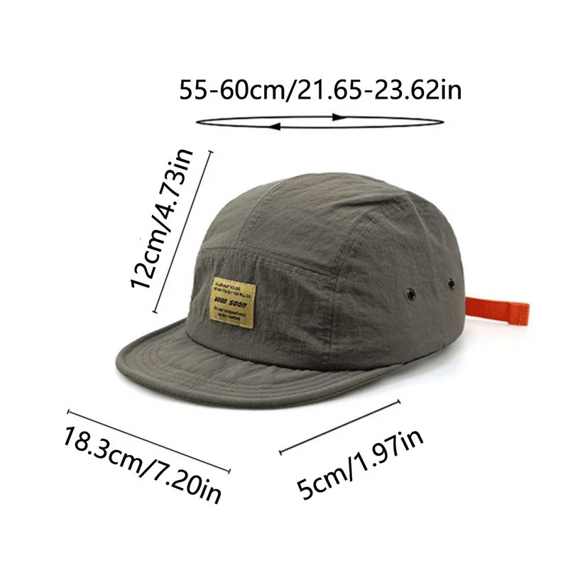 Fashion 5panel baseball cap with snap button for quick drying and flat edging suitable men women adjustable summer casual sun protection hat 250410