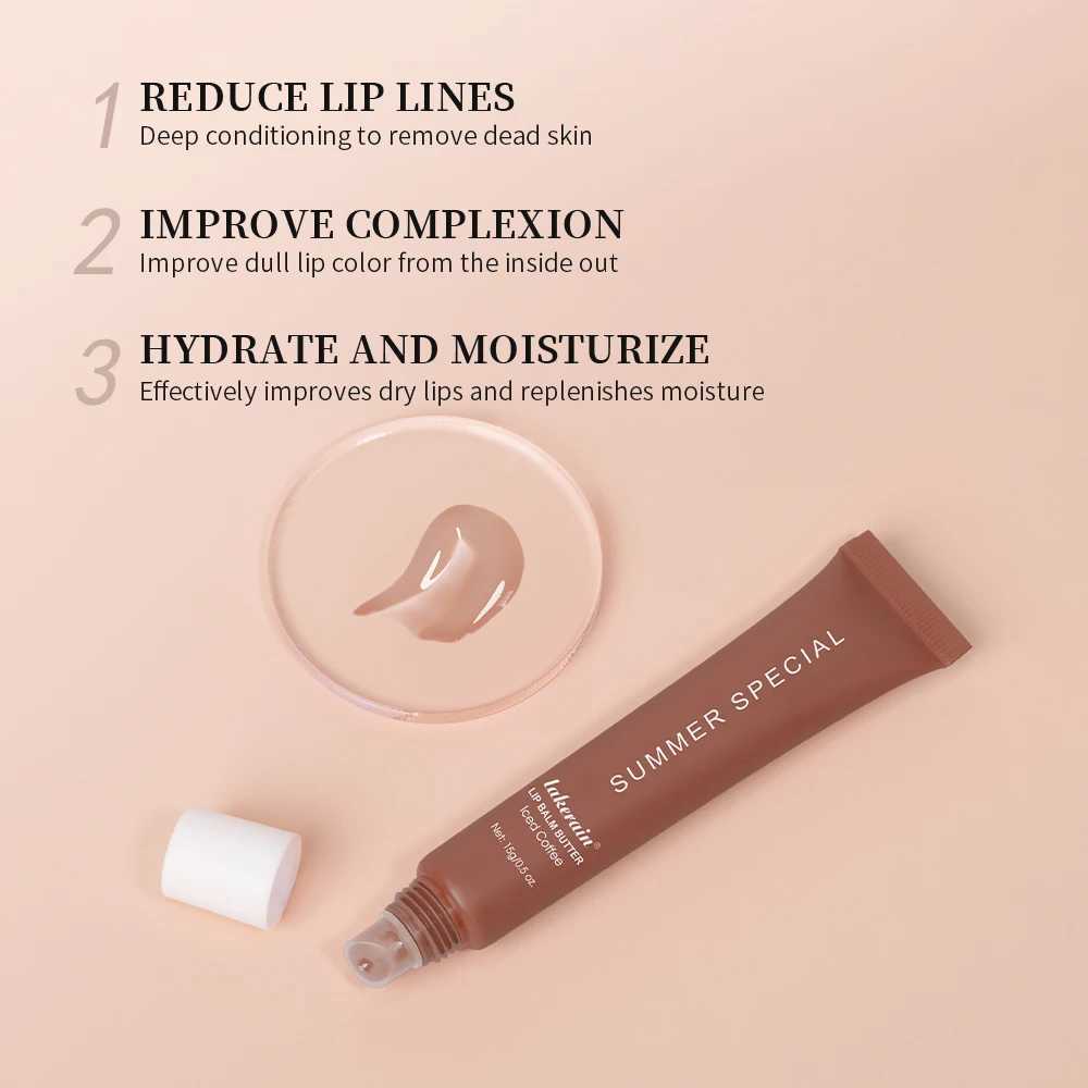 4pcs/set Summer Lip Balm Lip Gloss Lip set Moisturizing Mirror Makeup Vanilla Mint Iced Coffee Cake Transparent Lip Oil W250312