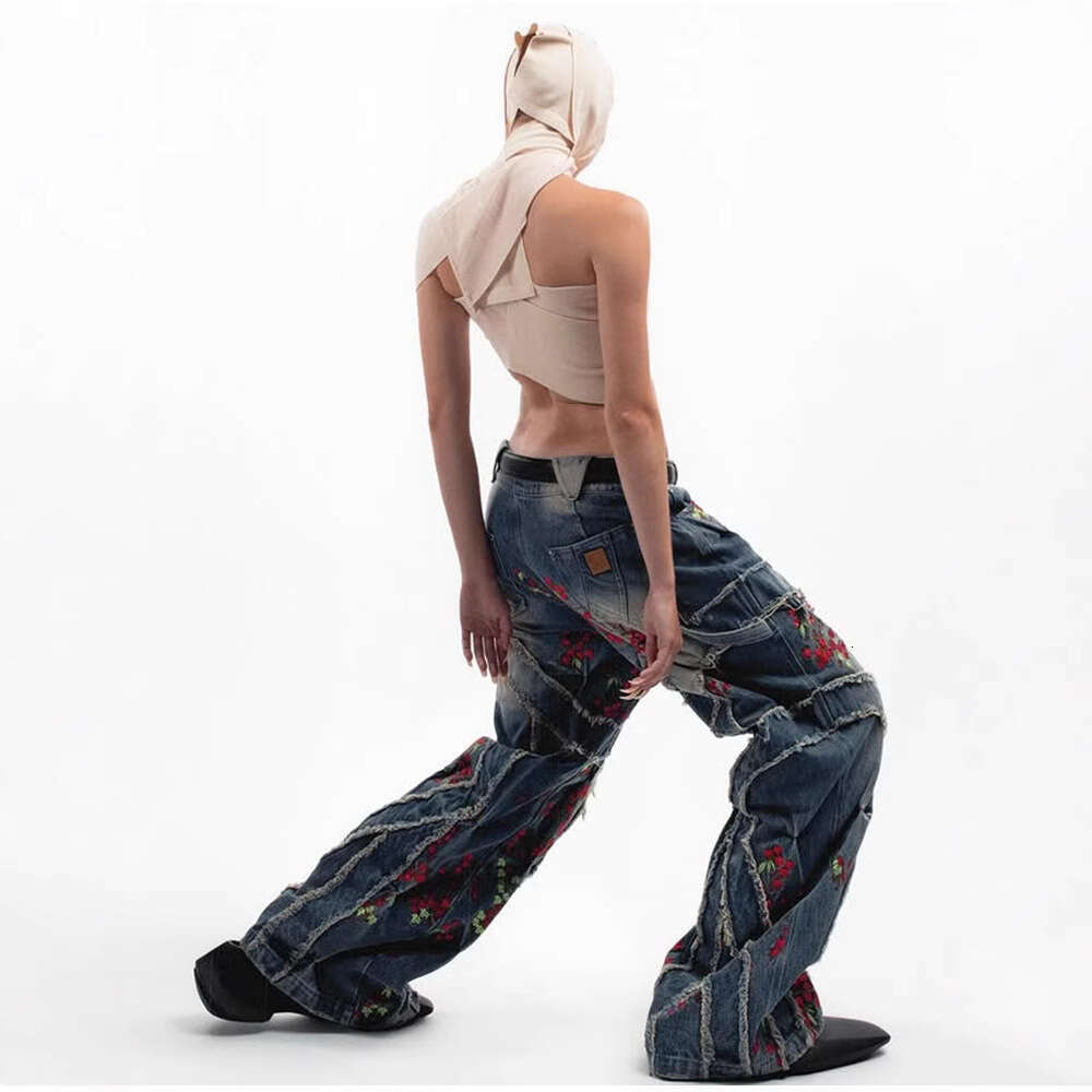 Y2k Wide Leg Street Embroidered, Brushed, Washed, Floor Mopping INS Style Jeans