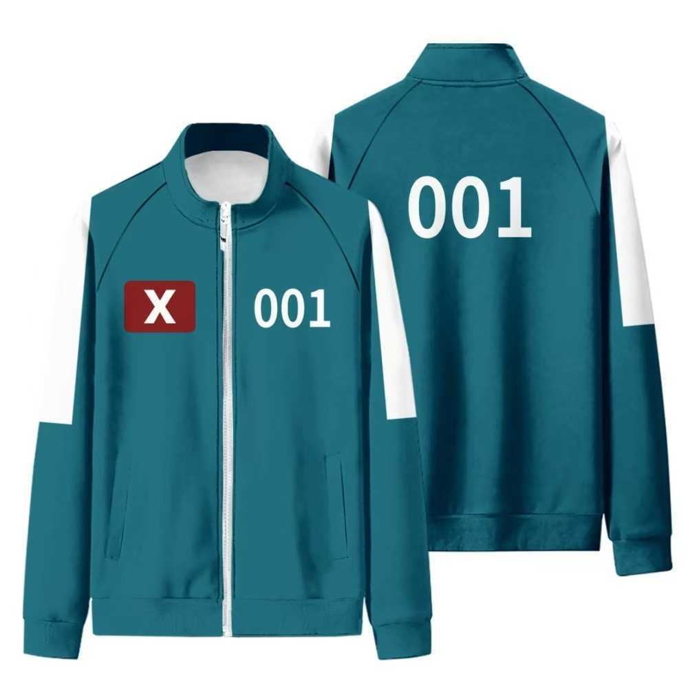 2025 New Korean Movie Digital 456 Zipper Stand Up Collar Jacket Mens and Womens Same Style Sports 2-piece Set