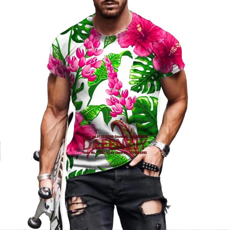 Mens T shirt New Men/Women Flowers and Leaves Pattern 3D Printed T-Shirt O-Neck Breathable Short-Sleeve Fashion Shirt tee Casual tops summer clothes c