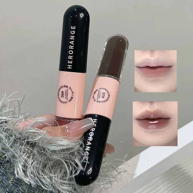 Double sided waterproof nude red lip gloss matte mirror liquid lipstick durable cherry red lip glacier sexy coloring lipstick makeup W250312