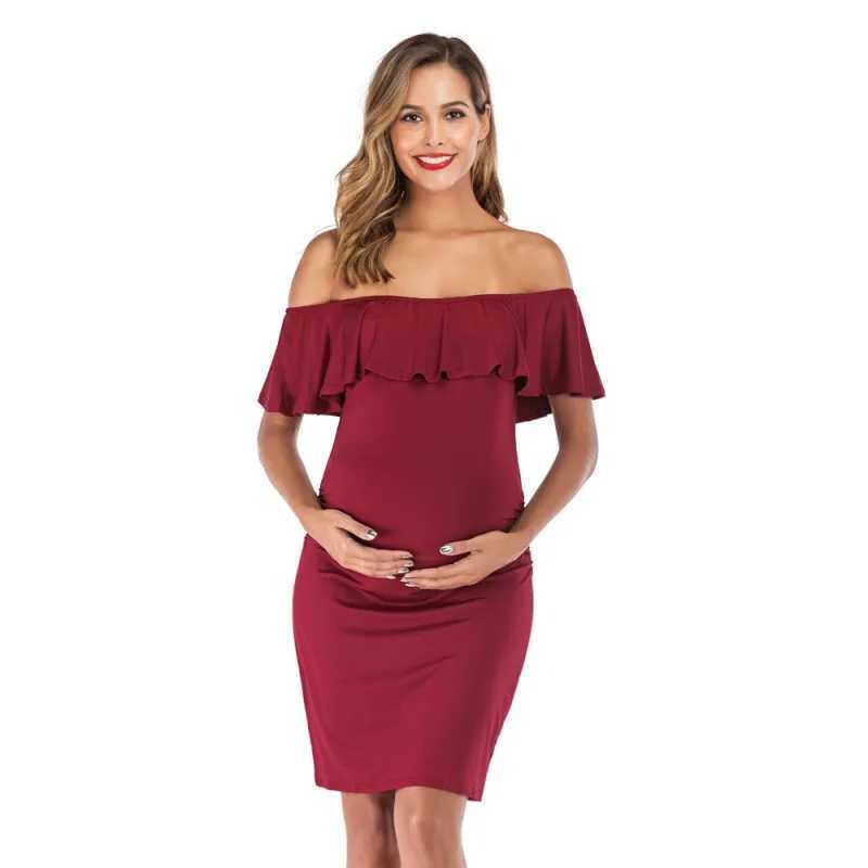 Solid Color Maternity Dresses Women Side Ruched Pregnany Dress Bodycon Pregnant Clothe Casual Mama Short Sleeve Wrap Baby ShowerT250311