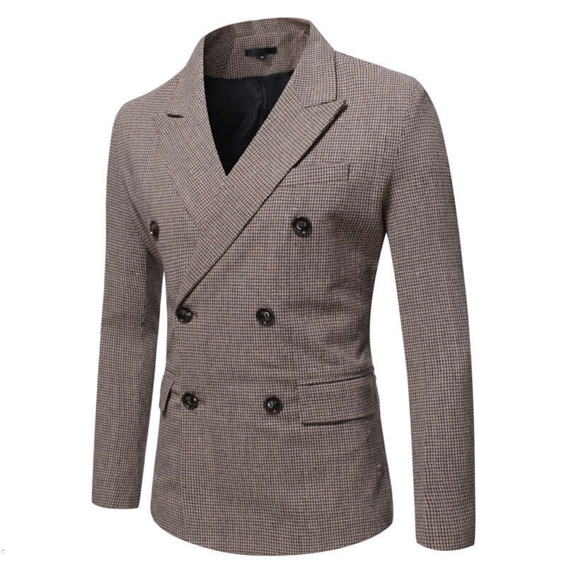Thousand Bird Grid Large Loose Double Breasted Casual Suit Business Men's Single West