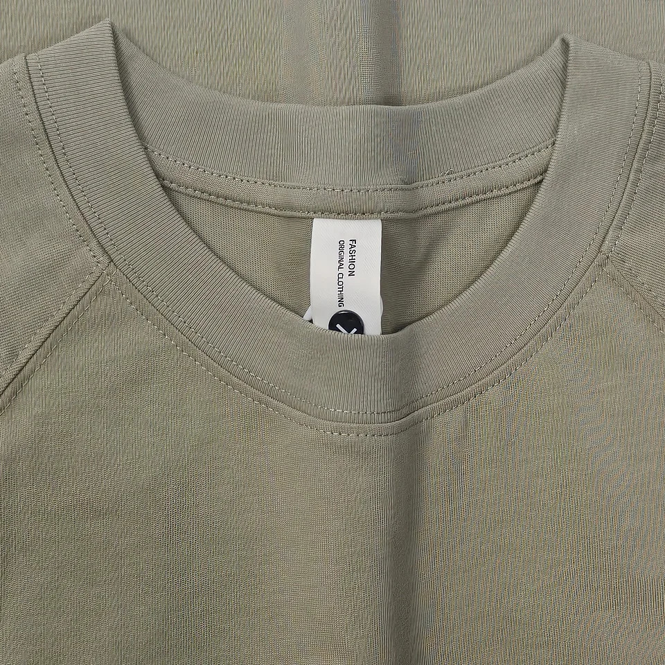 100% pure cotton short sleeved Tshirt mens summer round neck solid color loose casual half top 250312