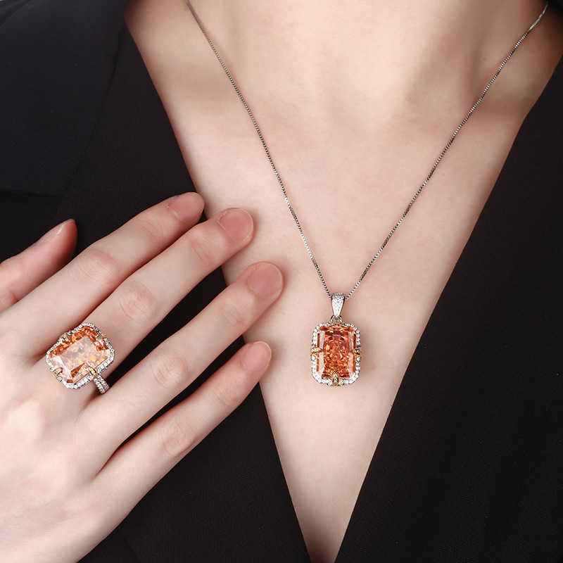 2024 New Zhuangsheng High Carbon Diamond Ice Flower Cutting Copper Inlaid Light Luxury Set Female Lead 12 * 16P W250312