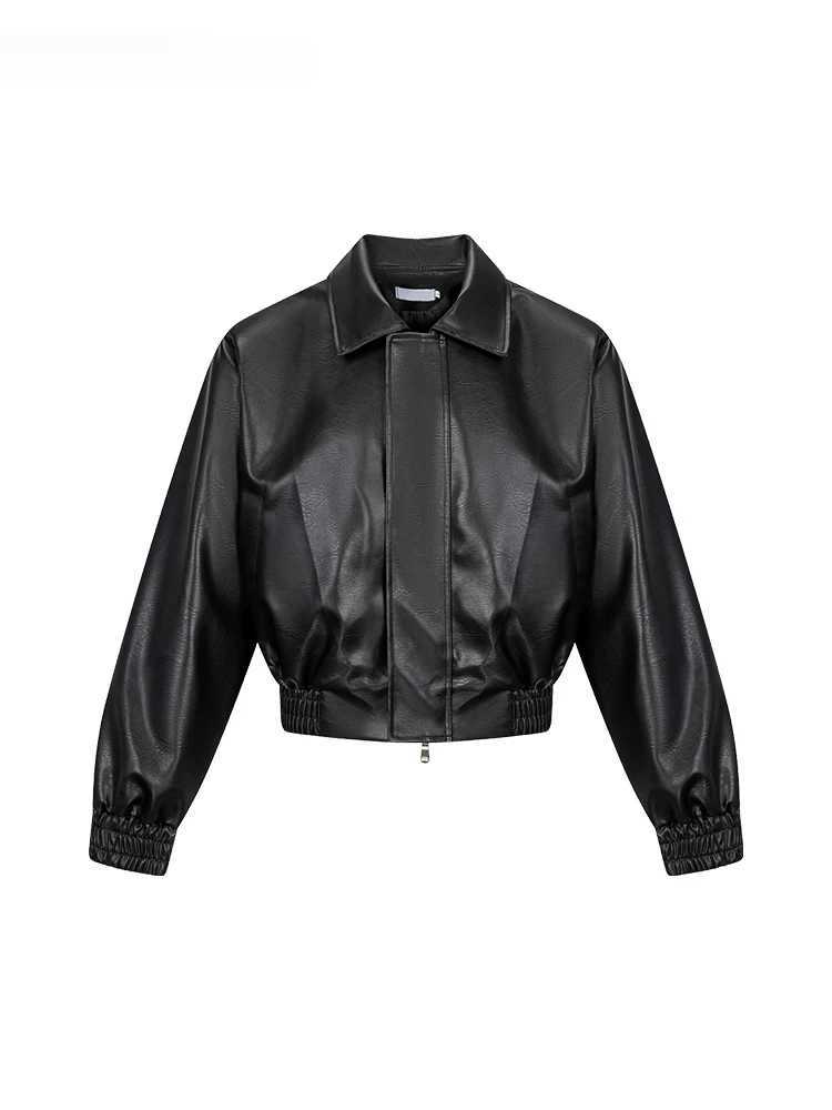 Spring Autumn Mens Cool Oversized Black Soft Pu Leather Jacket - Zipper Luxury with American Vintage Style Mens JacketT250311