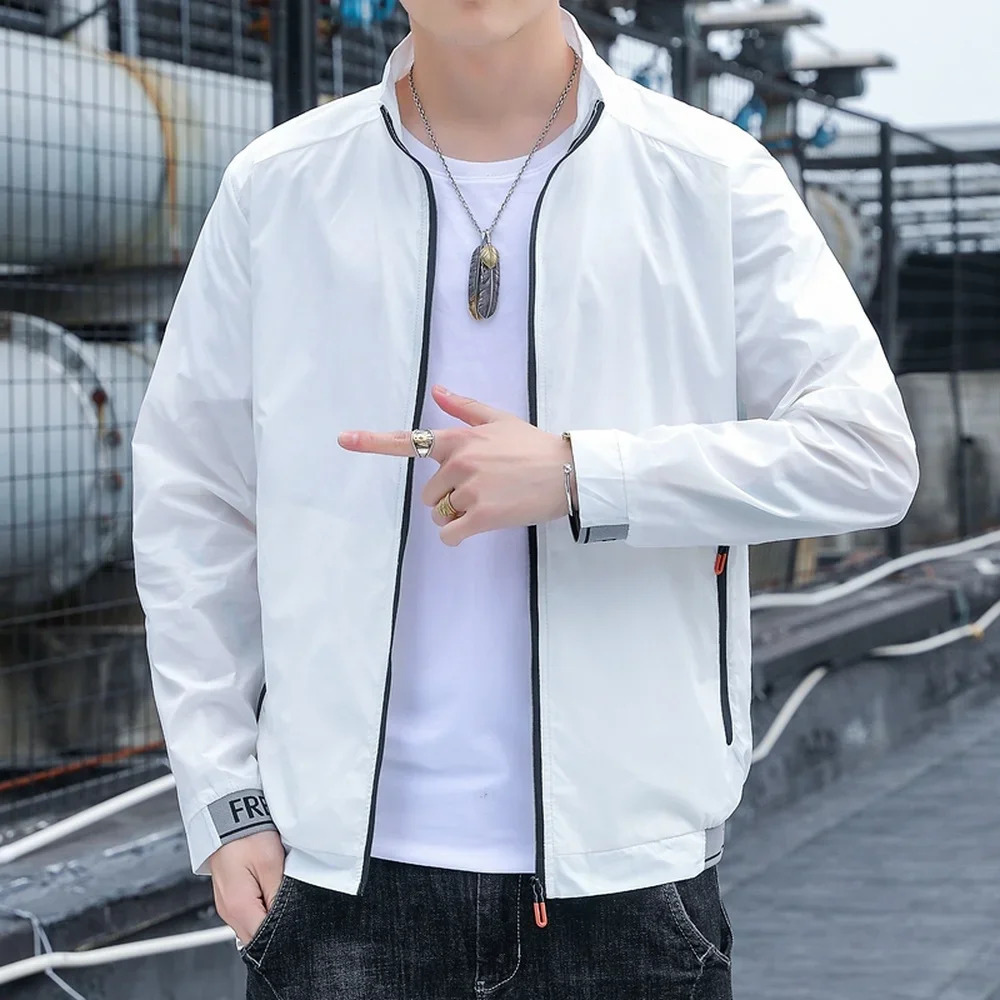 Lightweight jacket mens fashion clothing ultrathin casual street Korean stand collar bomber 250312