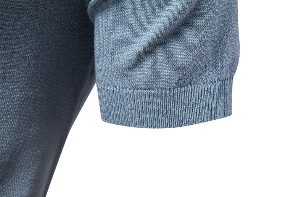 2025 Summer New Men's Short sleeved Knitted t shirt with Color blocked Collar for Casual Polo Men tracksuit