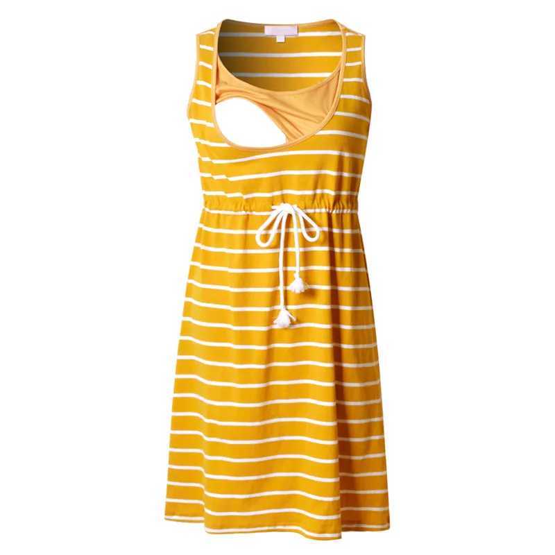 Maternity Nursing Dress Tank Summer Casual Sleeveless Breastfeeding Pregnancy Women Dresses Premama ClothesT250311